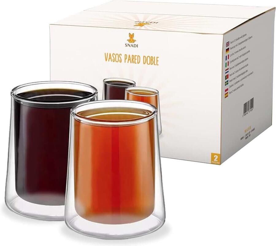Glazen (340 ml) van transparant borosilicaatglas 2 stuks voor koffie melk thee latte macchiato Chupitos vaatwasser OK