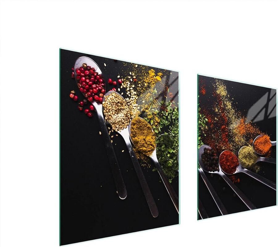 Glazen Afdekplaat 85x52 cm (2-delig) voor Elektrische of Inductie Kookplaat Spatscherm & Snijplank