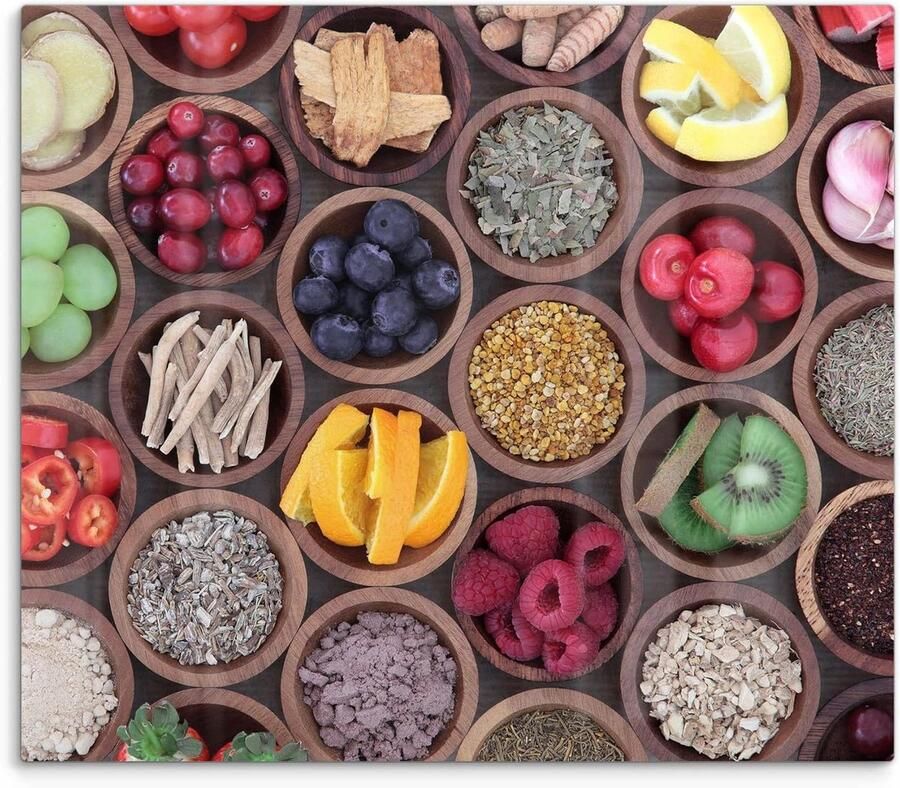 Glazen afdekplaat Kookplaat beschermer Keuken organiseren 3D diepte effect 60 x 52 cm Superfood-ensemble