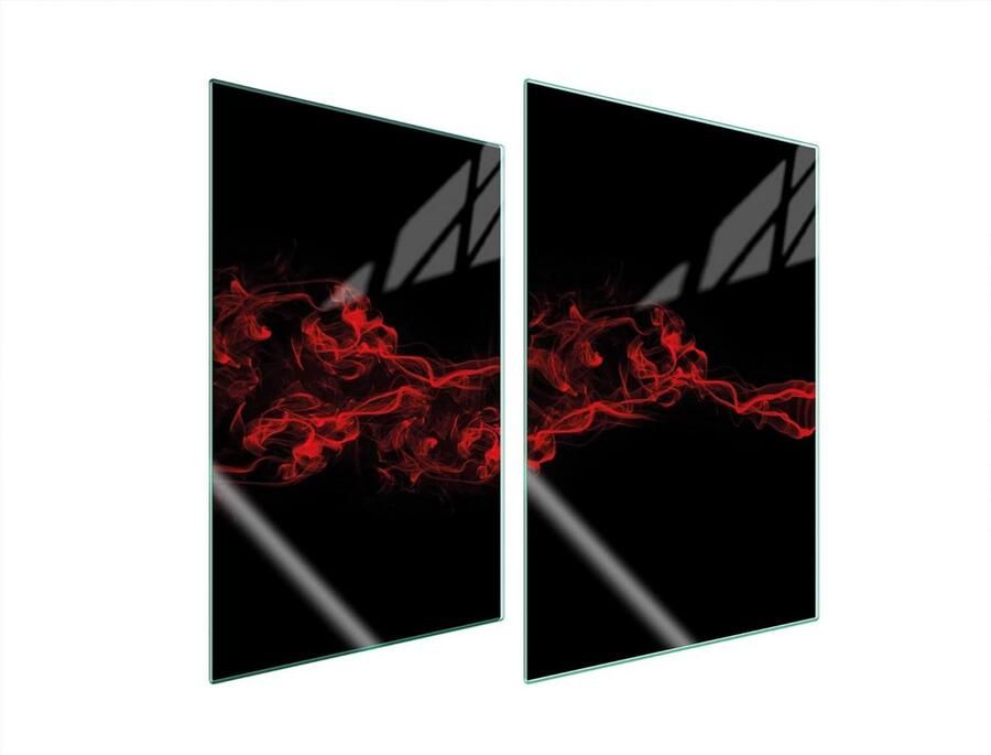 Glazen Afdekplaat voor Kookplaat 35 x 52 cm – 2-delig Set – Multifunctioneel – Gehard Glas – Zwart