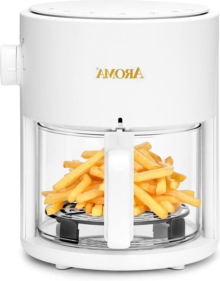 Glazen Airfryer Convectieoven Mini Knapperig Eten Bereiden 360 Graden Warmtecirculatie 3 Liter Wit