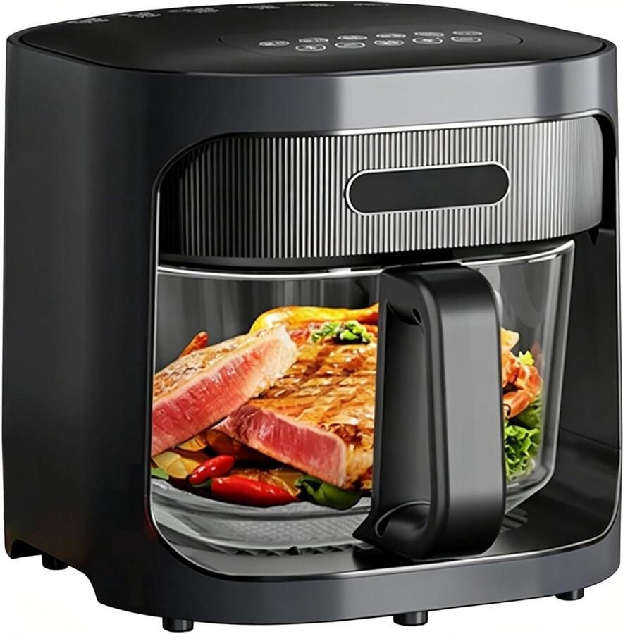 Glazen Airfryer Hete Lucht Frituurpan Gezond Koken Doorzichtige Kom 6 Liter Zilver
