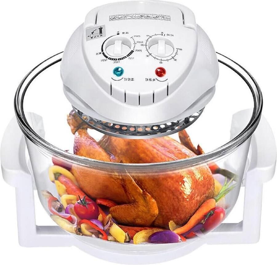 Glazen Airfryer Oven Heteluchtfriteuse Convectie Gezond Koken Zichtbaar Venster 12 Liter Capaciteit Wit