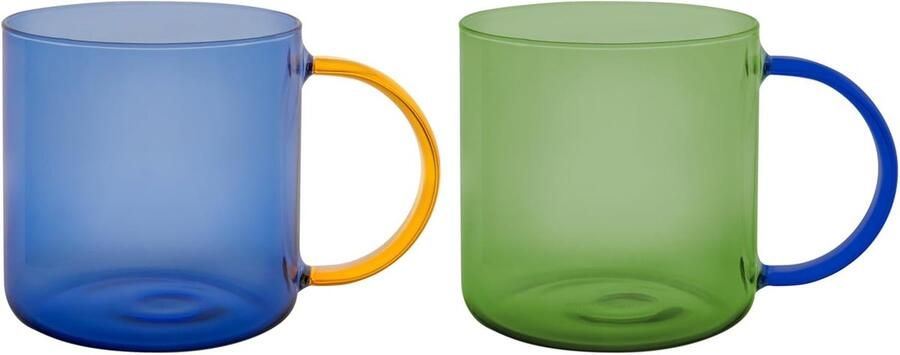 Glazen beker 'Fred` green-blue set van 2