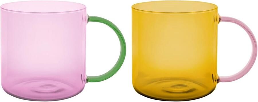 Glazen beker 'Fred' rose-yellow set van 2