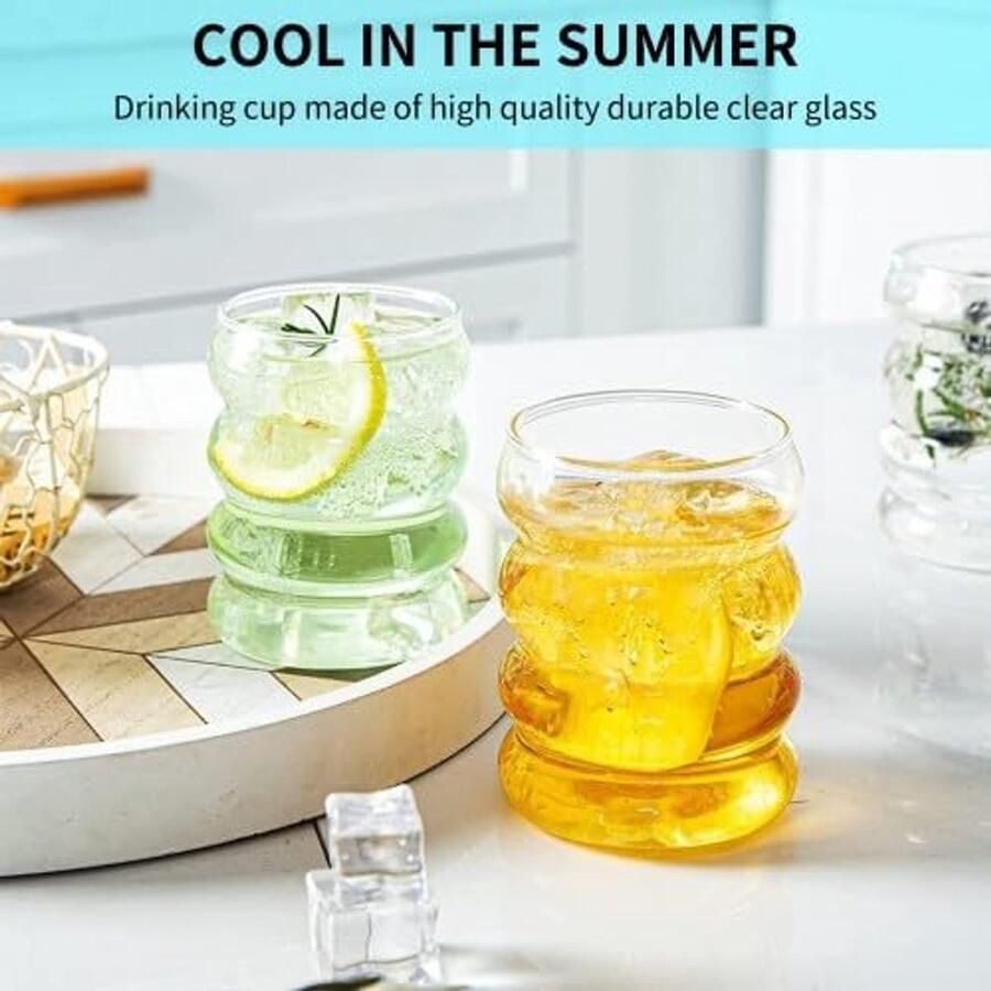 Glazen bekers drinkglazen 300 ml thermoglas van borosilicaatglas Wave Tumbler glaswerk herbruikbare koffiekop melkbeker voor cocktail melk water frisdrank 2 stuks