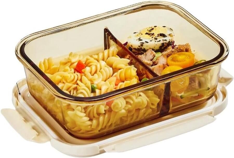 Glazen Broodtrommel Lunchbox Maaltijdbox Maaltijden Verwarmen Magnetronbestendig Lekvrij 19.8x14.8x6 cm