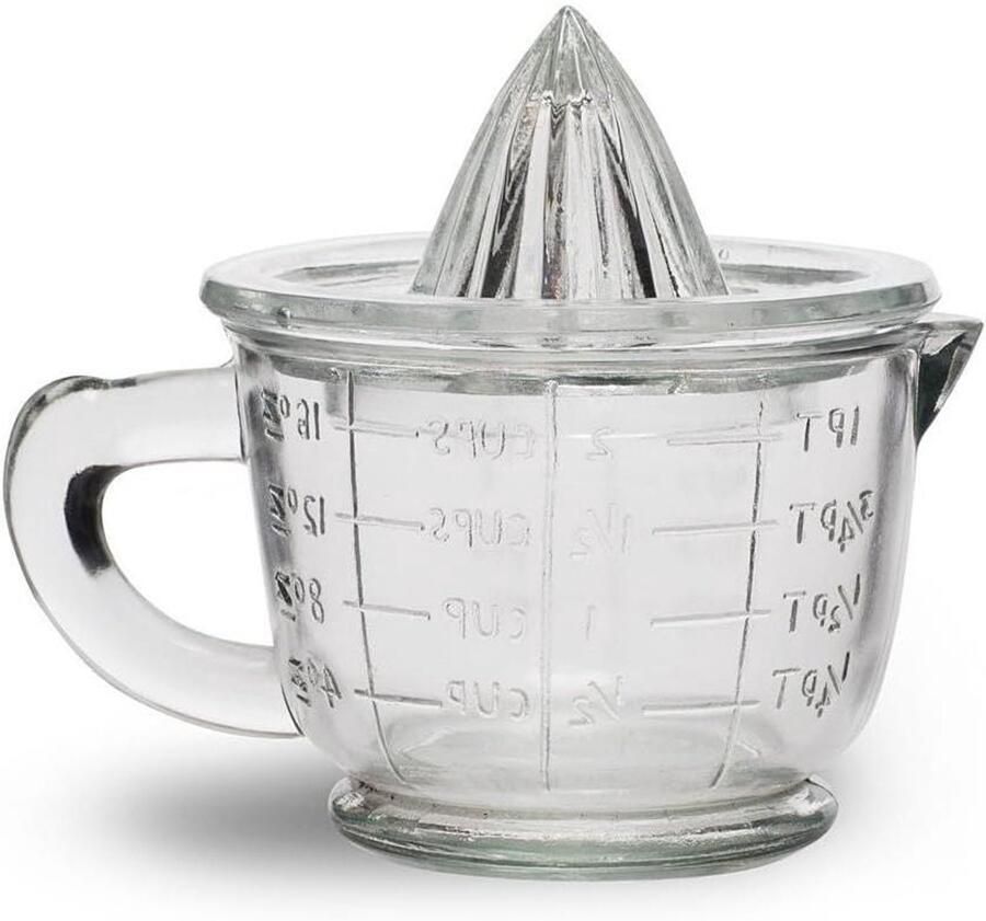 Glazen Citruspers Maatbeker Set Verse Sapjes Maken Vintage Design 600ml Capaciteit Transparant