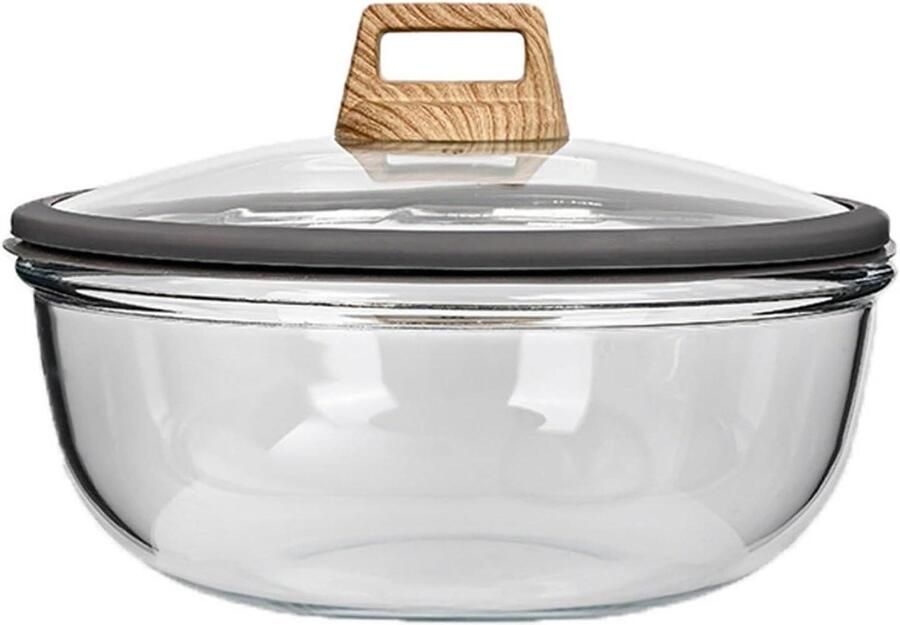 Glazen Deegkom Rijskom Deksel Deeg Laten Rijzen Hittebestendig Borosilicaatglas 6 Liter Inhoud Transparant