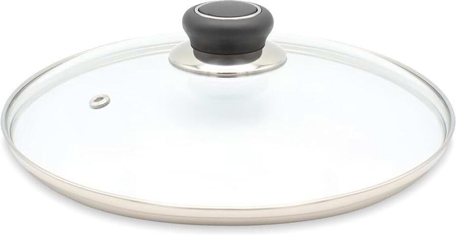 Glazen deksel diamant met roestvrijstalen beschermrand Ø 28 cm zilver-zwart
