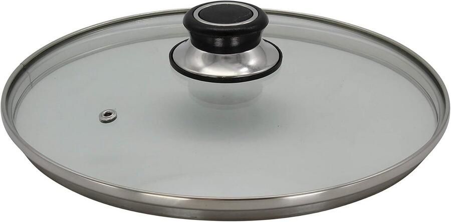 Glazen Deksel Kookdeksel Pan Energiebesparend Koken Met Stoomafgifte 24 cm Diameter Zilver Zwart