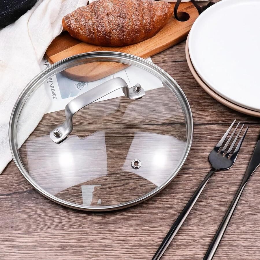 Glazen Deksel Pan Deksel Koken en Bakken Met Stoomgaatje 23 cm Transparant