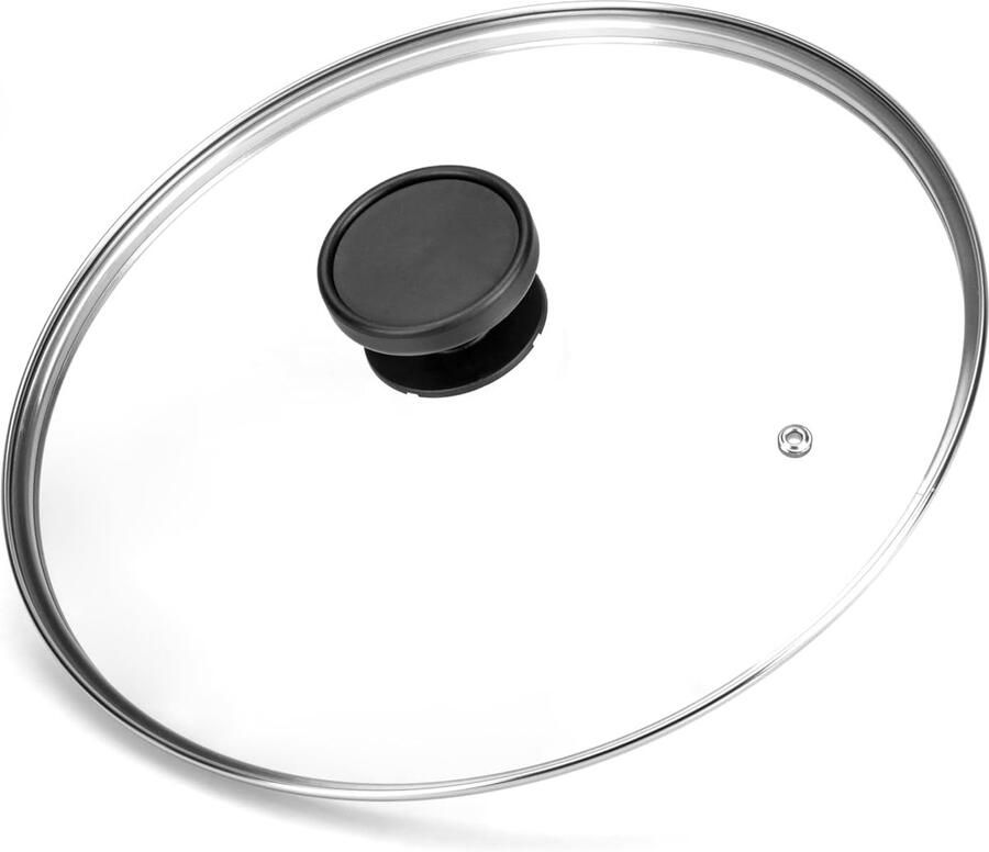 Glazen Deksel Pan Deksel Koken Roestvrijstalen rand 26 cm Transparant