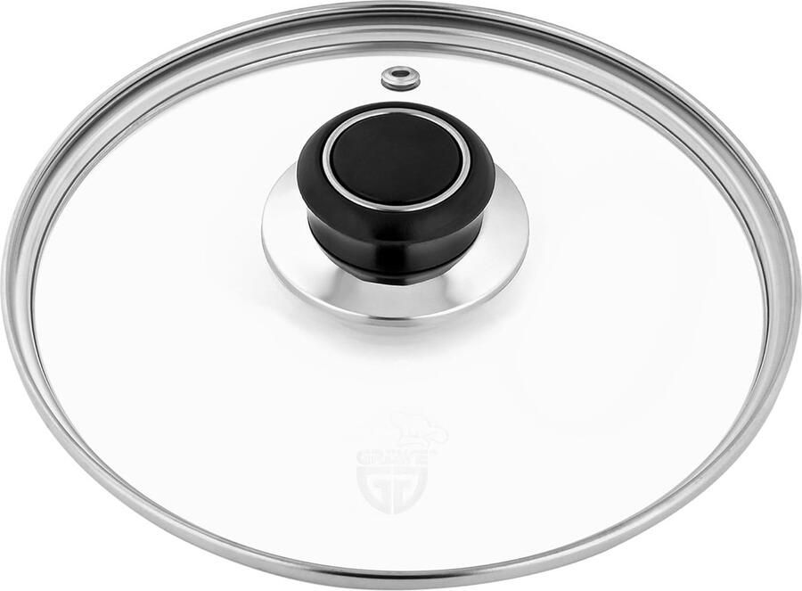 Glazen Deksel Pannendeksel Koken en Braden Met Stoomuitlaat Ø 18 cm Zilver