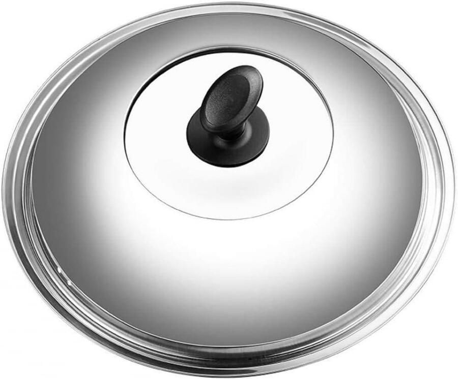 Glazen Deksel Potdeksel Roestvrij Staal Koken en Stoven Met Stoomopening 32 cm Zilver