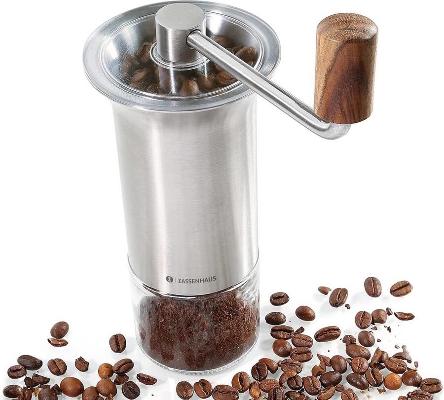 Glazen en RVS Koffiemolen Traploos Instelbaar voor Espresso en Filterkoffie 21 cm Hoog