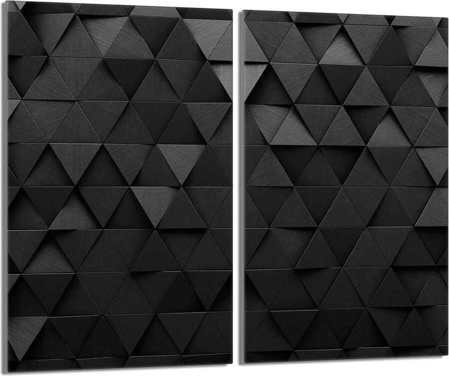 Glazen Fornuis Afdekplaat Set – Veelzijdige 2-delige Snijplank & Spatbescherming – Gehard Glas – 30x52 cm – Zwart
