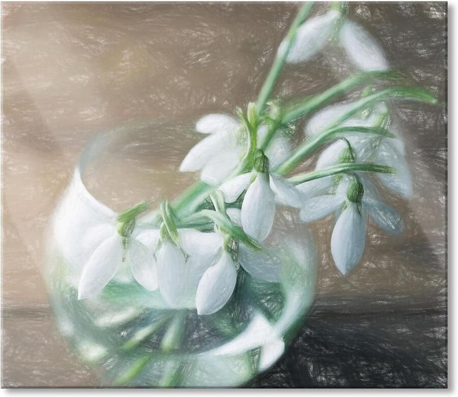 Glazen fornuisbeschermer Spatbescherming kookplaat Keuken bescherming Echt glas 60 x 52 cm Meerkleurig