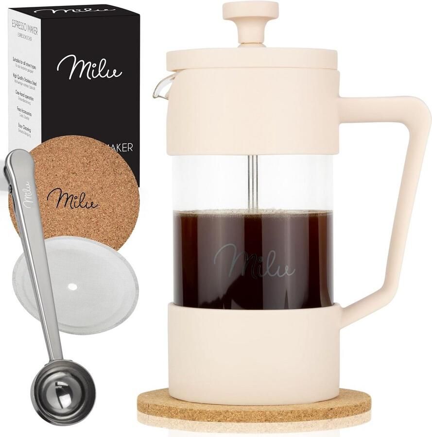 Glazen French Press Koffiezetapparaat met Extra Filters en Accessoires