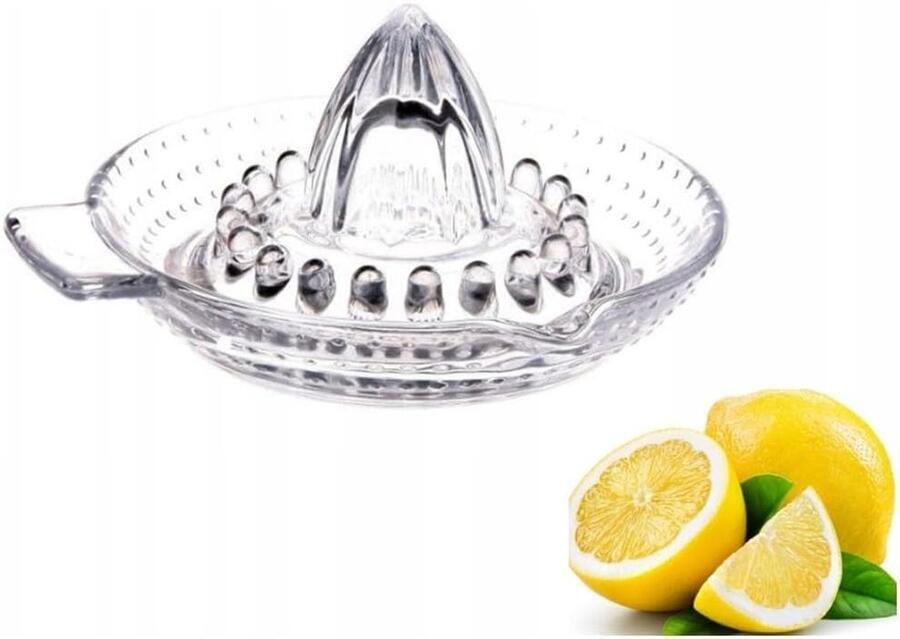 Glazen Handjuicer Citruspers Keuken Sap Persen Elegant Design 14 cm Diameter Transparant