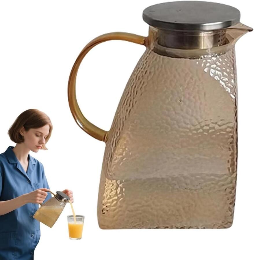 Glazen kan Waterkoker deksel Dranken serveren Hamerpatroon ontwerp 15 liter Bruin