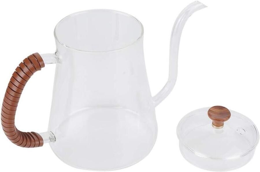 Glazen Waterkoker Theepot Koffiekan Thee Zetten Zwanenhals Uitloop 600 ml Transparant