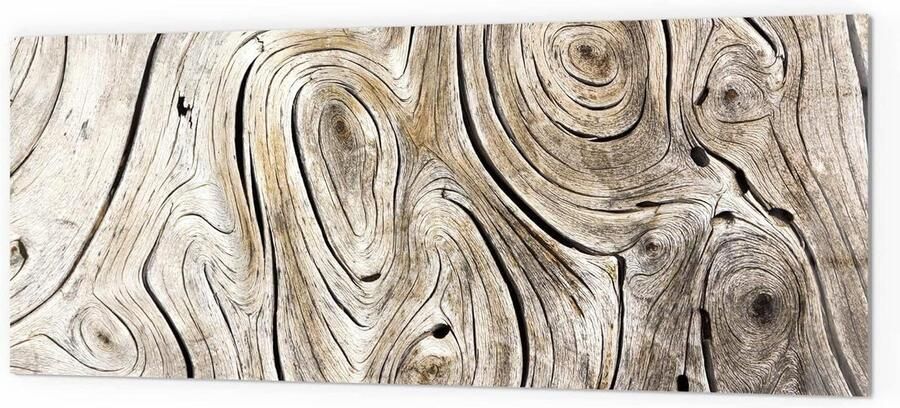 Glazen Keukenachterwand Spatbescherming Fornuis Keuken Decoratie 3D Kleurdiepte Effect 125x50 cm Verweerd Hout