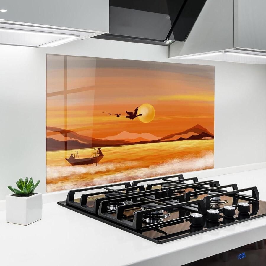 Glazen Keukenachterwand Spatbescherming Glas Koken Beschermen 3D Kleurenprint 60x100 cm Landschappen