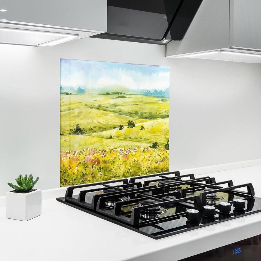 Glazen Keukenachterwand Spatbescherming Glasplaat Koken Beschermen 3D Diepte Effect 60x60 cm Landschap Print