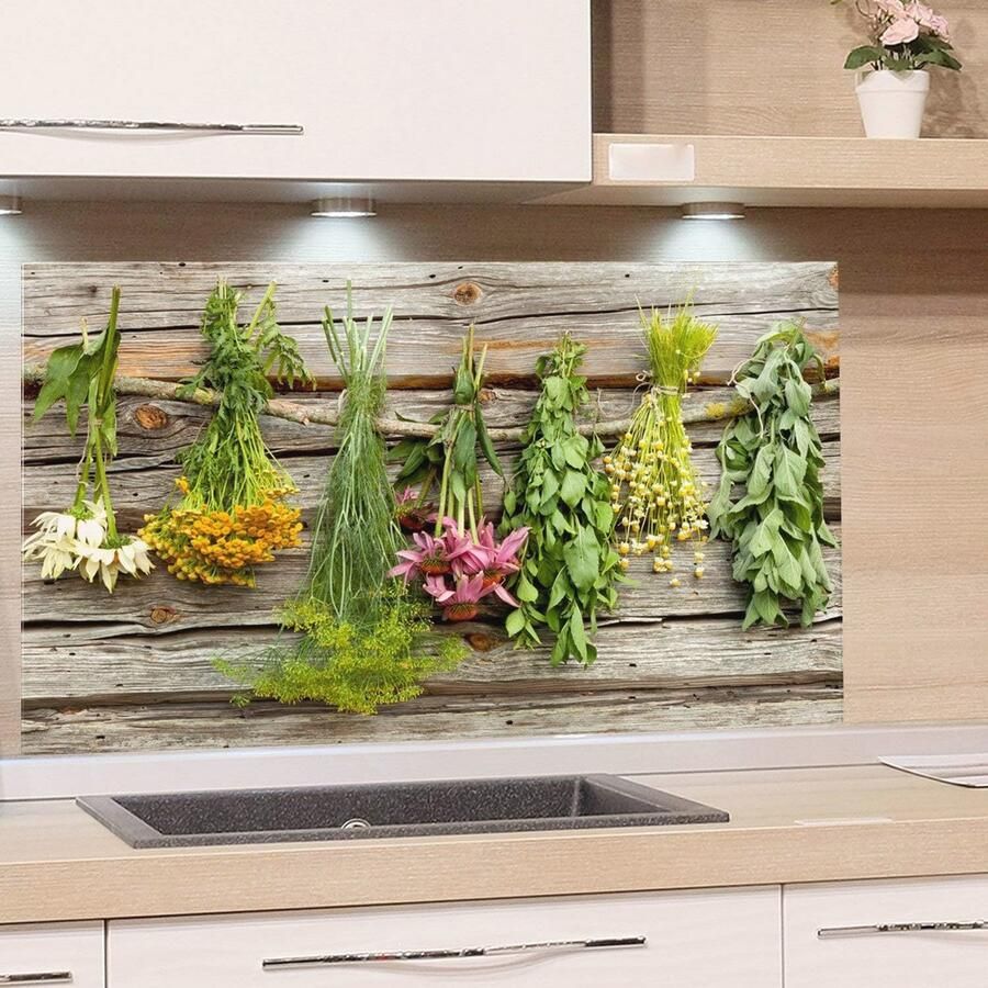 Glazen Keukenachterwand Spatbescherming voor Fornuis met Trendy Motieven 100x50cm