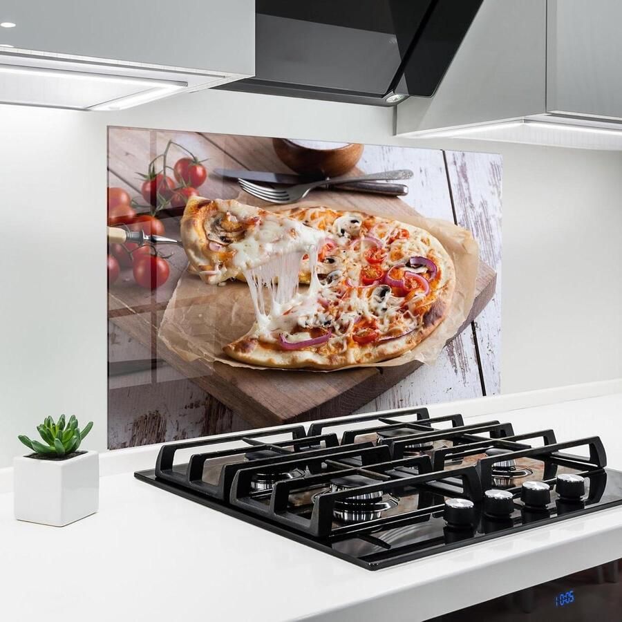 Glazen Keukenachterwand Spatplaat Glas Koken Beschermen Hittebestendig 200°C 70x100 cm Pizza Print