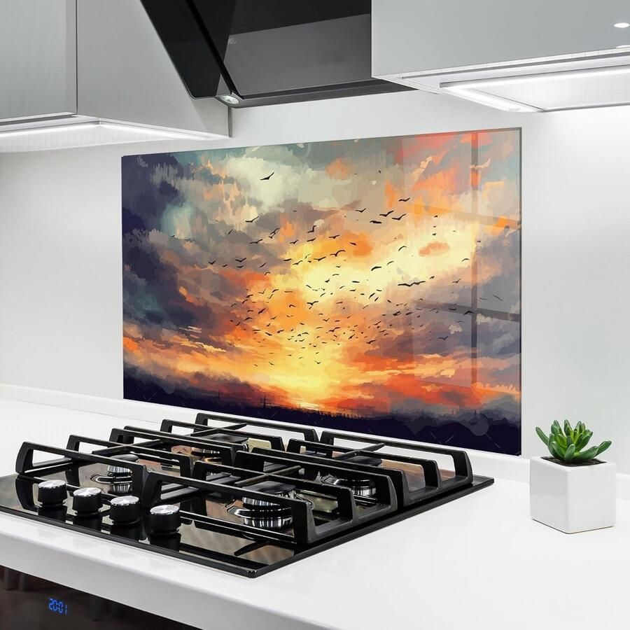 Keuken Achterwand Glas 60x80 cm Gehard Glas Spatscherm voor Fornuis