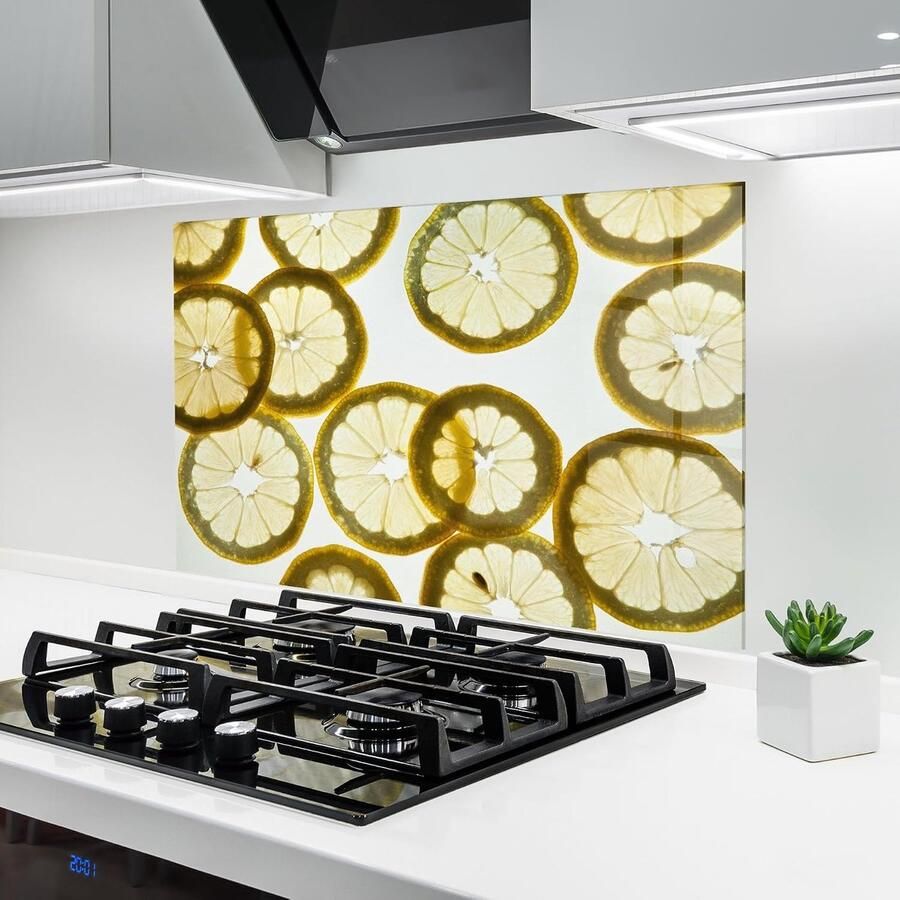 Glazen Keukenachterwand Spatwand Glas Koken Beschermen 3D UV Print 80x120 cm Transparent Lemon