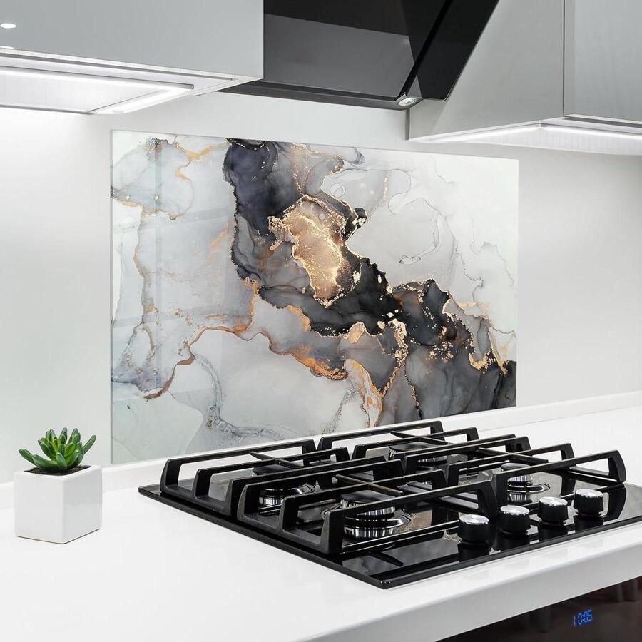 Glazen Keukenachterwand Spatwand Keuken Bescherming Koken 3D Abstract Print 60x80 cm Marble Shades