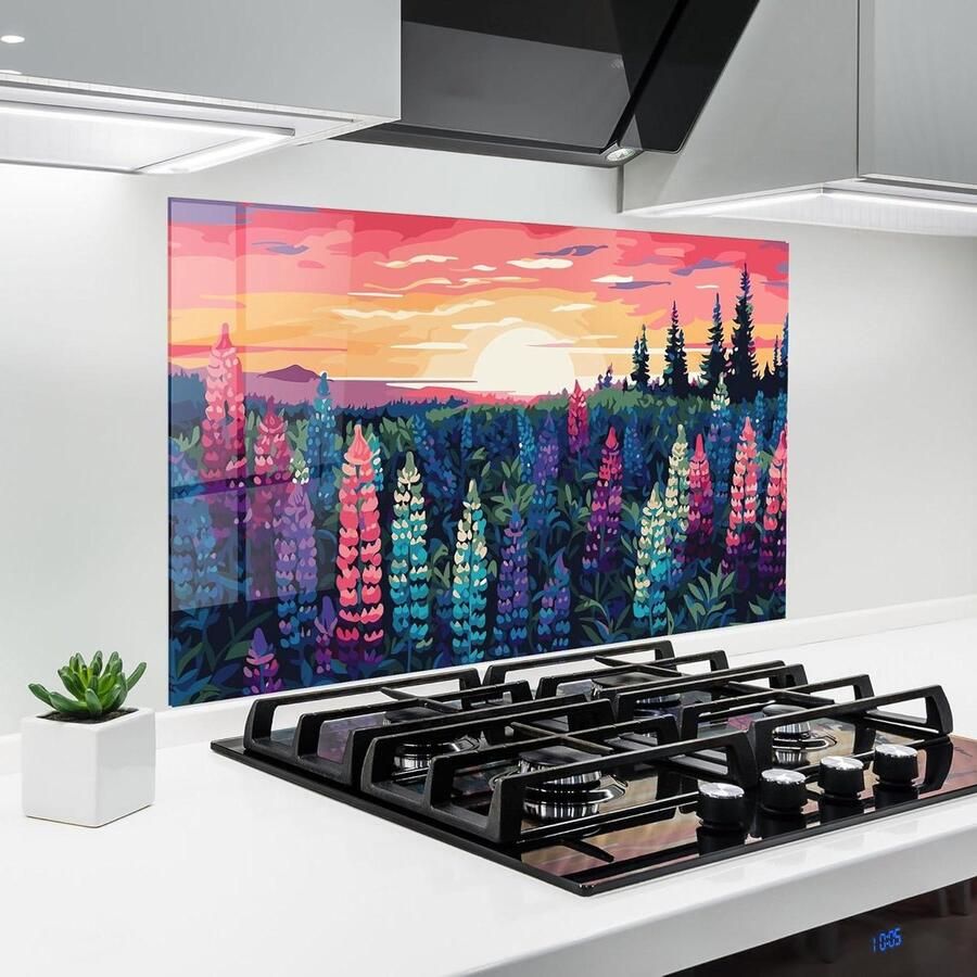 Glazen Keukenwand Spatbescherming Koken Beschermen Gehard Veiligheidsglas 60x80 cm Zonsondergang