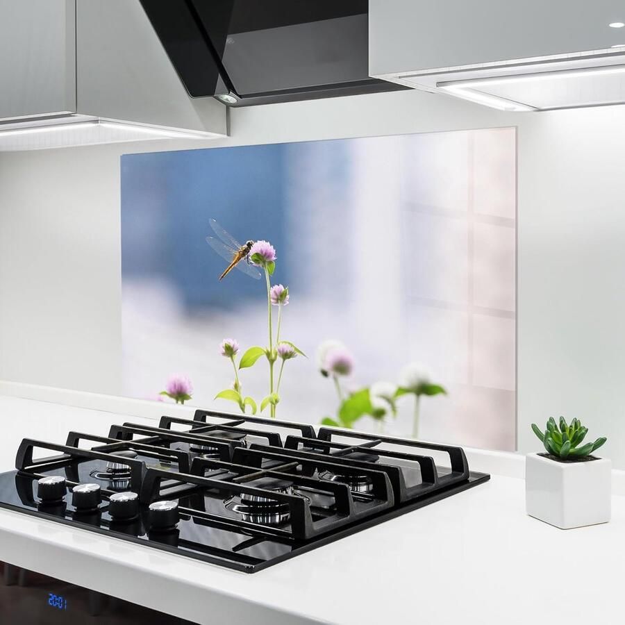 Glazen Keukenwand Spatbescherming Koken Beschermen Hittebestendig Glas 60x80 cm Bloemen Landschap