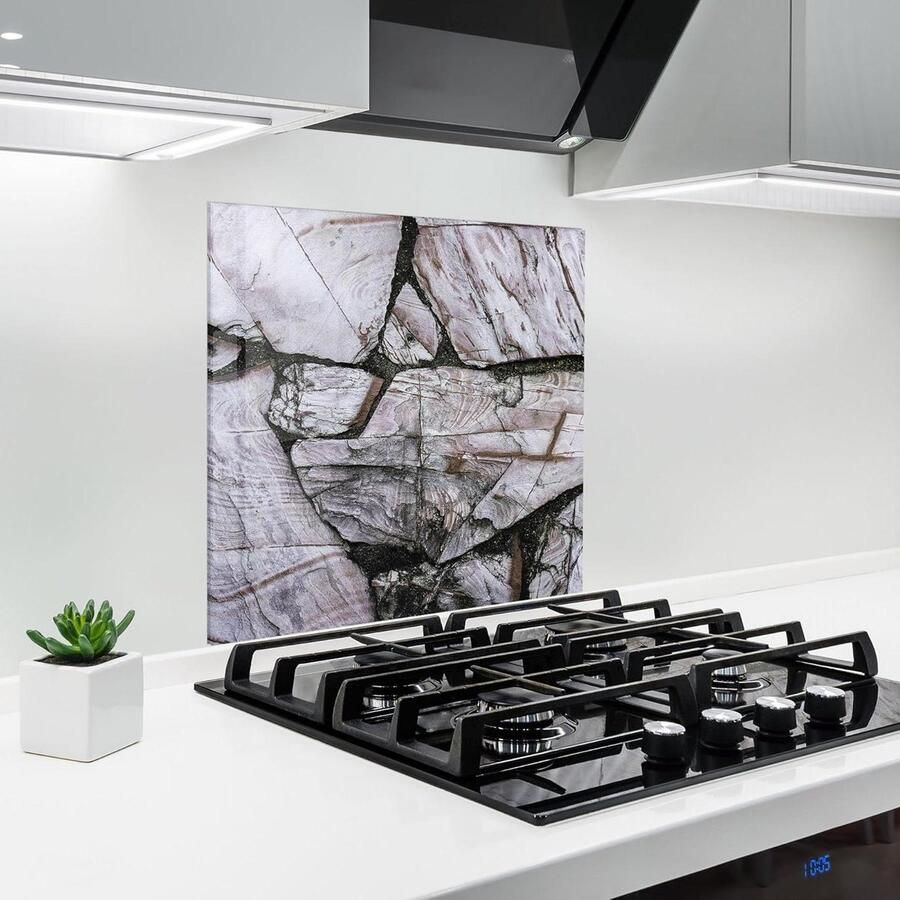 Glazen Keukenwand Spatbord Glas Koken Beschermen Hittebestendig 200°C 60x60 cm Black Wood Contour