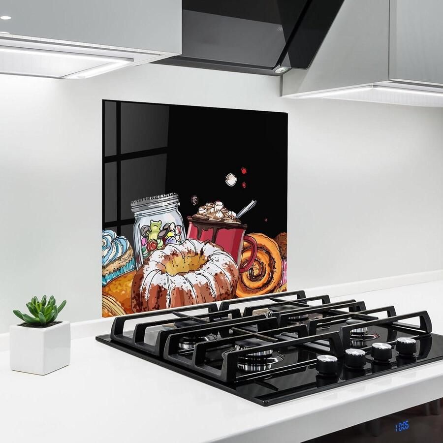 Glazen Keukenwand Spatbord Keuken Bescherming Koken Gehard Veiligheidsglas 60x60 cm Sweets