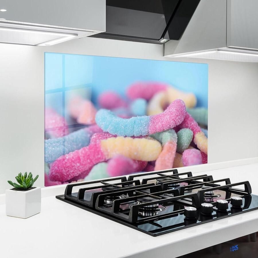 Glazen Keukenwand Spatbord Plaat Koken Beschermen 3D Effect Print 60x80 cm Snake Jellies