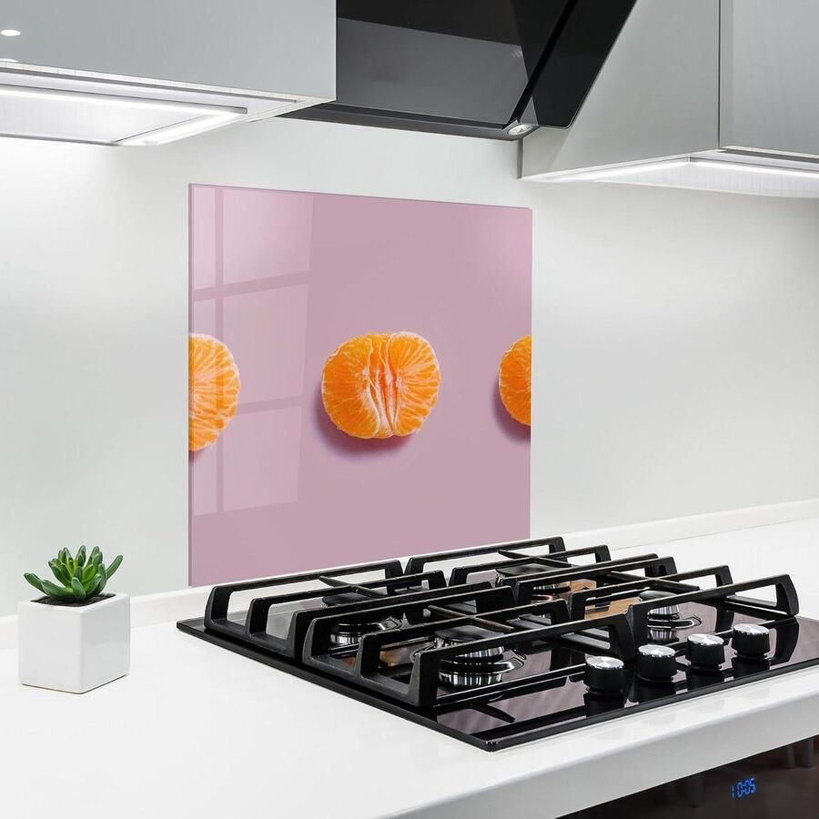 Glazen Keukenwand Spatwand Glasplaat Koken Beschermen Hittebestendig 200°C 60x60 cm Mandarijn