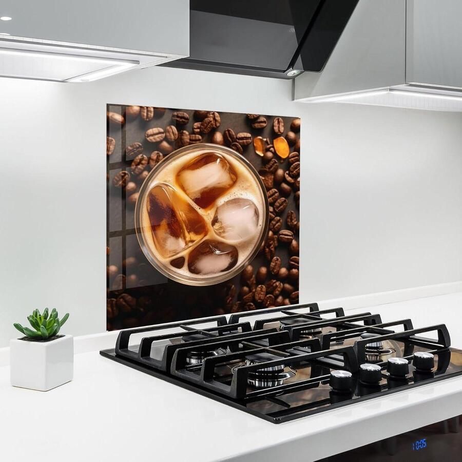 Glazen Keukenwand Spatwand Keuken Bescherming Koken Gehard Veiligheidsglas 60x60 cm Icecoffee