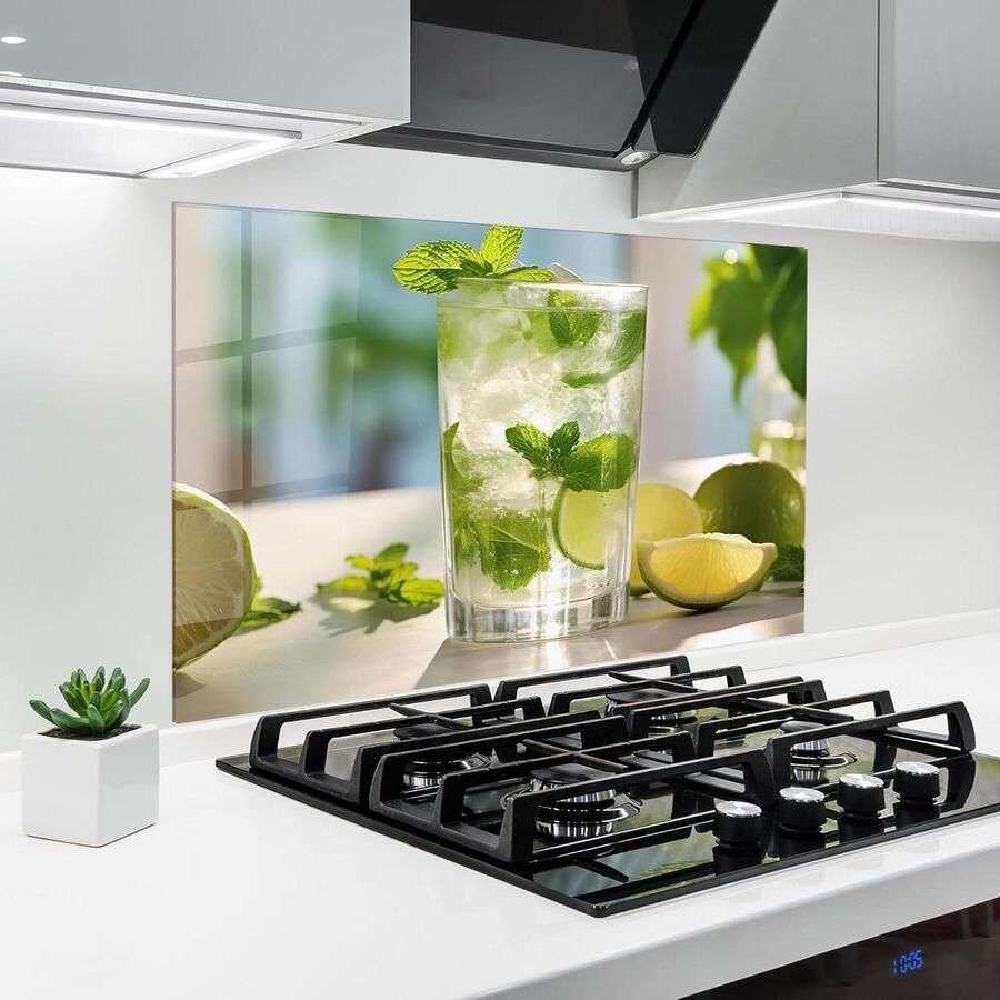 Glazen Keukenwand Spatwand Keuken Koken Beschermen Hittebestendig Glas 50x70 cm Lime Mint