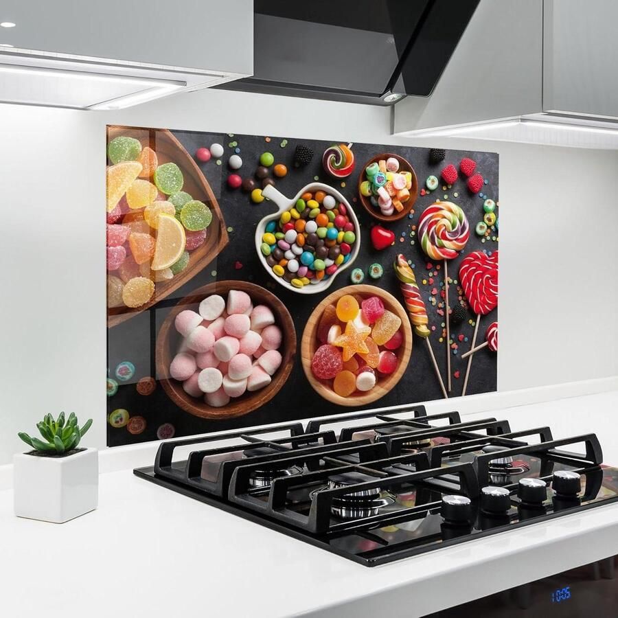 Glazen Keukenwand Spatwand Plaat Koken Beschermen 3D Kleurenprint 60x80 cm Kleurrijk