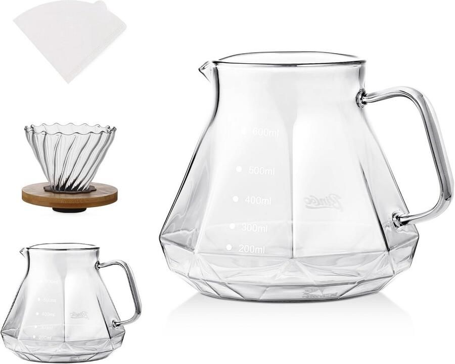 Glazen Koffiekan Set 600ml Pour Over Koffiezetapparaat