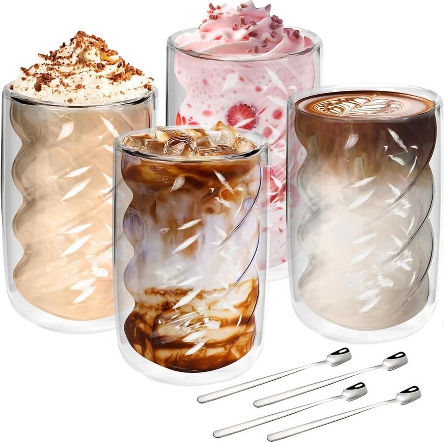Glazen Koffiemokken Dubbelwandige Espresso Kopjes Isolatie Koffieglazen Geschikt Voor Latte Macchiato Cappuccino Bier Melk Thee