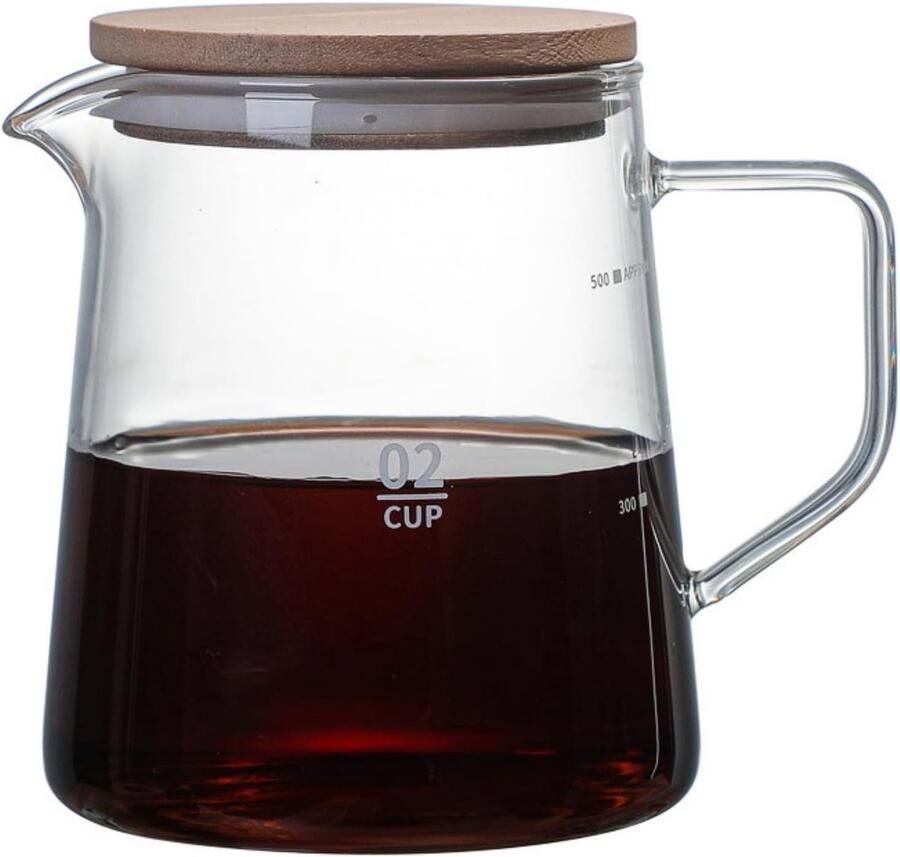 Glazen Koffiezetapparaat Borosilicaatglas Houten Deksel Hoge Temperatuurbestendigheid Voor Koffieliefhebbers