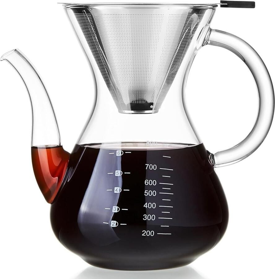 Glazen Koffiezetapparaat Hittebestendig Borosilicaatglas Roestvrijstalen Filter Milieuvriendelijk Voor Thuis en Kantoor