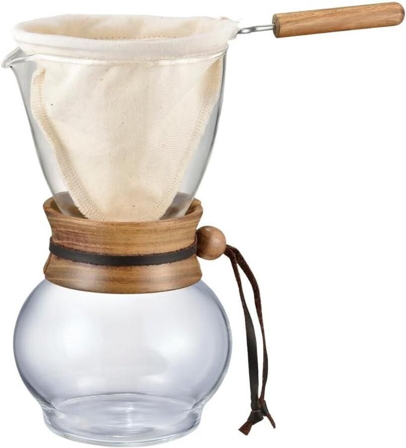 Glazen Koffiezetapparaat met Houten Accent 480ml Pour Over Druppelaar