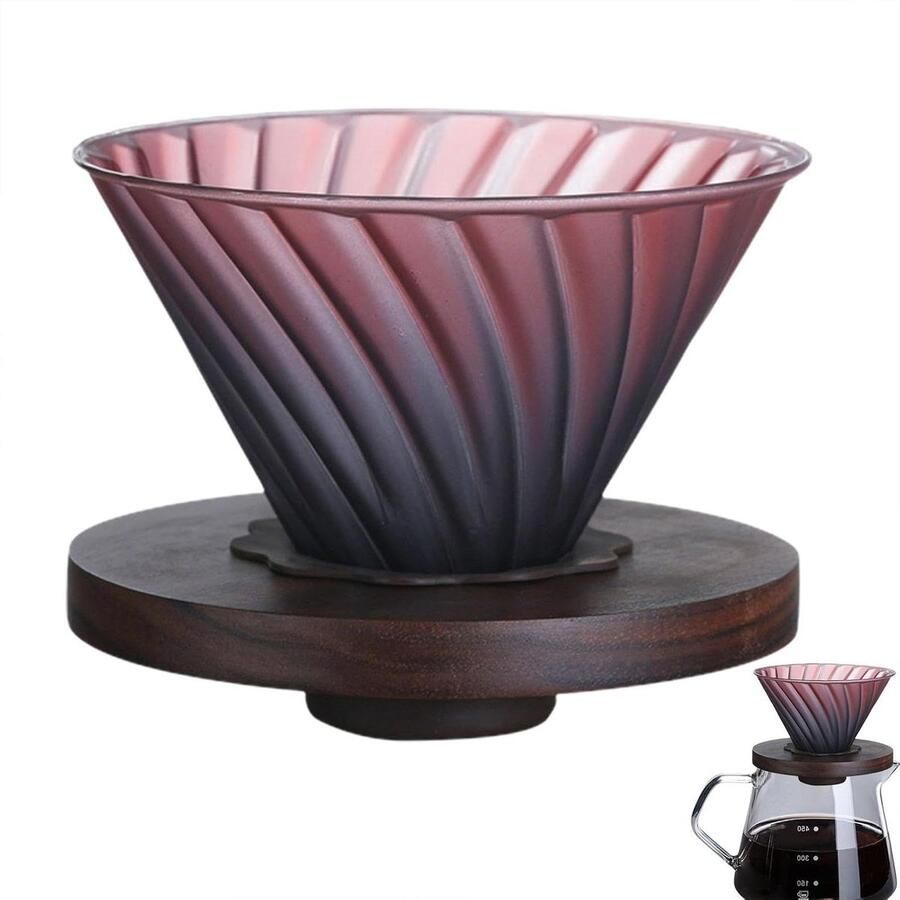 Glazen Koffiezetapparaat Pour Over Koffiekan Handmatig Koffie Zetten Hoge Transparantie 14 x 11 x 11 cm - Foto 2