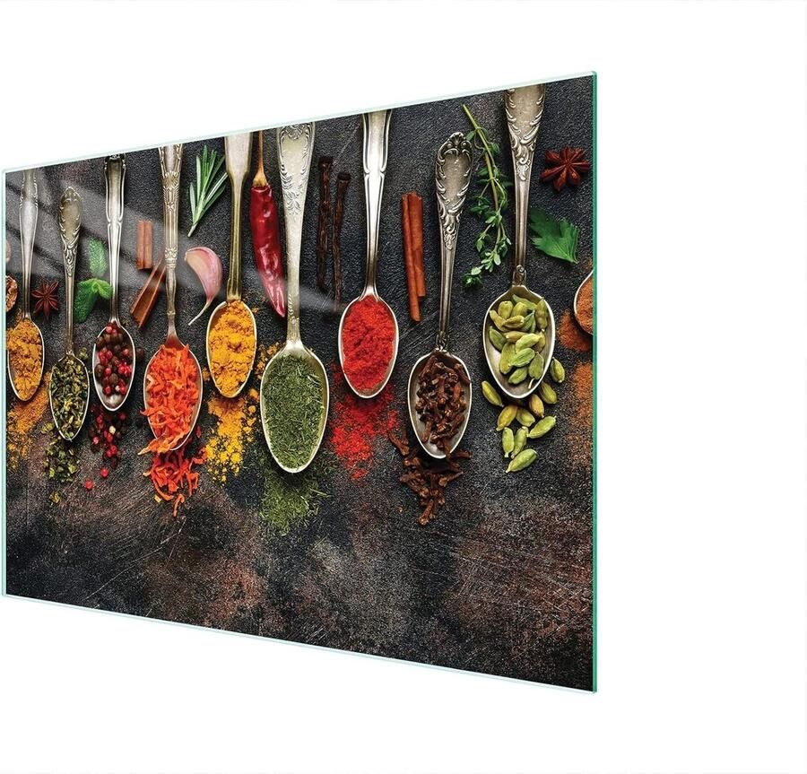 Glazen Kookplaat Afdekplaat Snijplank Werkbladbeschermer Keuken Beschermen Gehard Krasbestendig Glas 40 x 30 cm Veelkleurig Kruiden